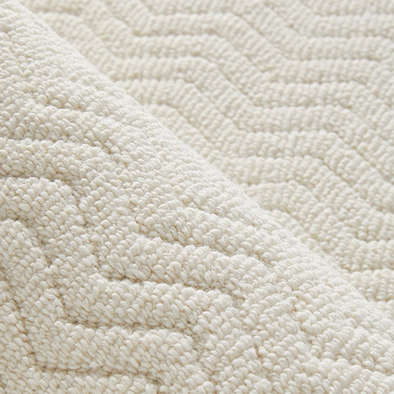 Nordic Textured Wool Blend Area Rug – Cream and Pearl Gray High-Low Weave