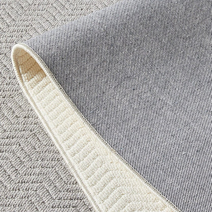 Nordic Textured Wool Blend Area Rug – Cream and Pearl Gray High-Low Weave