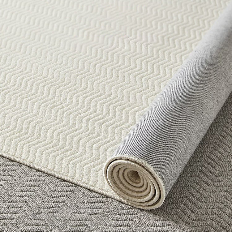 Nordic Textured Wool Blend Area Rug – Cream and Pearl Gray High-Low Weave