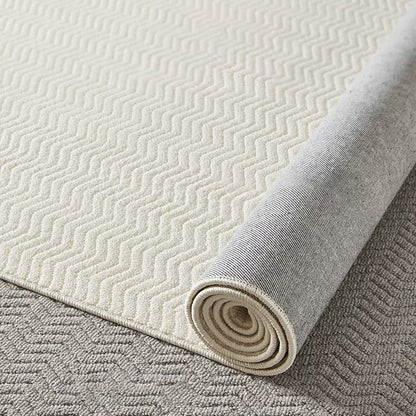 Nordic Textured Wool Blend Area Rug – Cream and Pearl Gray High-Low Weave