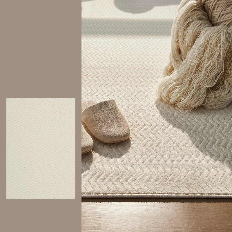 Nordic Textured Wool Blend Area Rug – Cream and Pearl Gray High-Low Weave