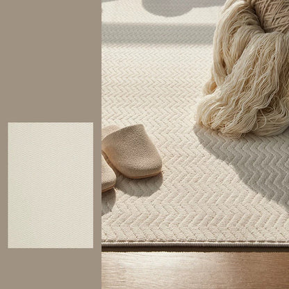 Nordic Textured Wool Blend Area Rug – Cream and Pearl Gray High-Low Weave