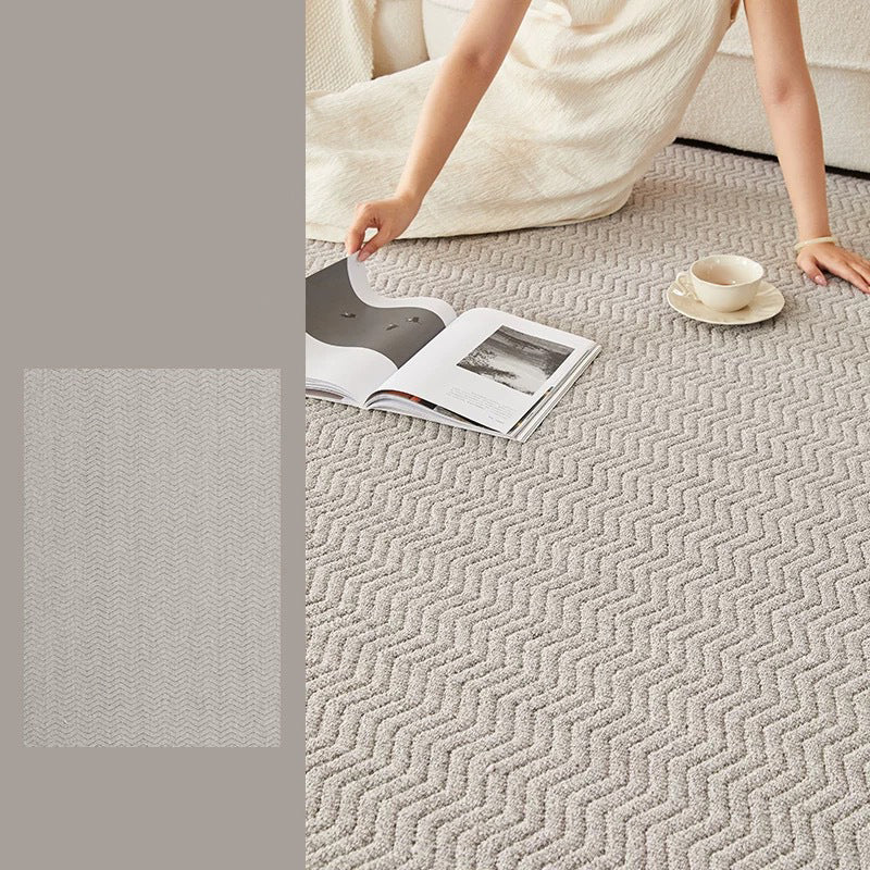 Nordic Textured Wool Blend Area Rug – Cream and Pearl Gray High-Low Weave