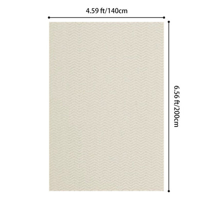 Nordic Textured Wool Blend Area Rug – Cream and Pearl Gray High-Low Weave
