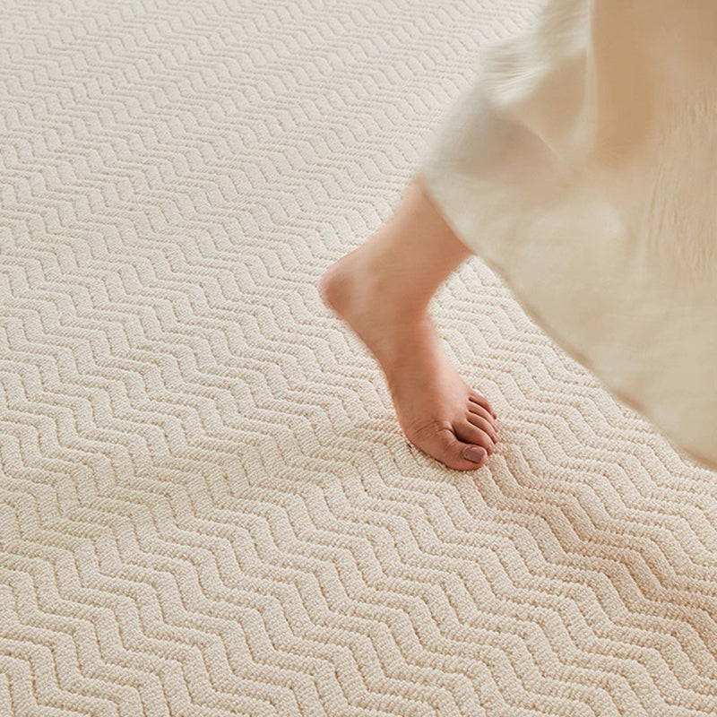 Nordic Textured Wool Blend Area Rug – Cream and Pearl Gray High-Low Weave