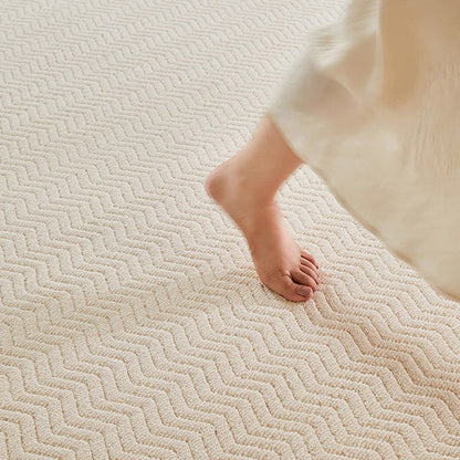 Nordic Textured Wool Blend Area Rug – Cream and Pearl Gray High-Low Weave