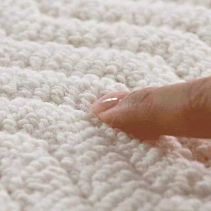 Nordic Textured Wool Blend Area Rug – Cream and Pearl Gray High-Low Weave