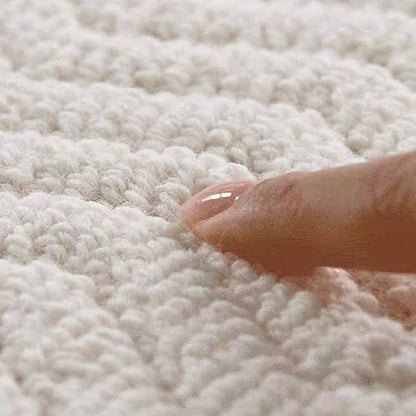 Nordic Textured Wool Blend Area Rug – Cream and Pearl Gray High-Low Weave