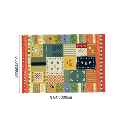 Bohemian Persian Velvet Area Rug – Multicolor Vintage Print Machine Washable Rug
