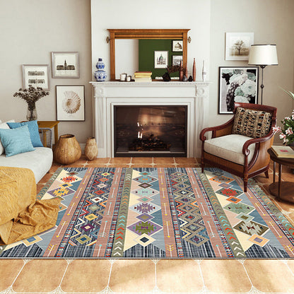 Bohemian Persian Velvet Area Rug – Multicolor Vintage Print Machine Washable Rug