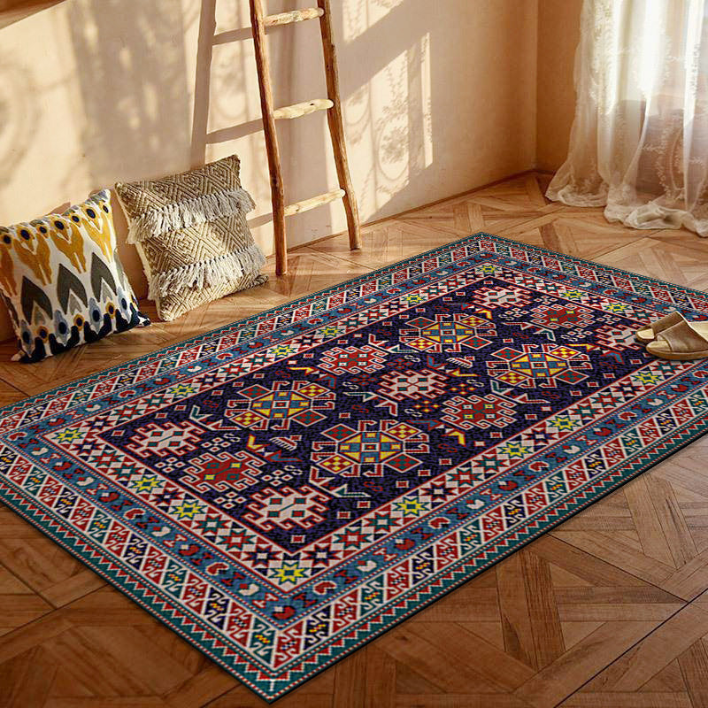 Bohemian Persian Velvet Area Rug – Multicolor Vintage Print Machine Washable Rug