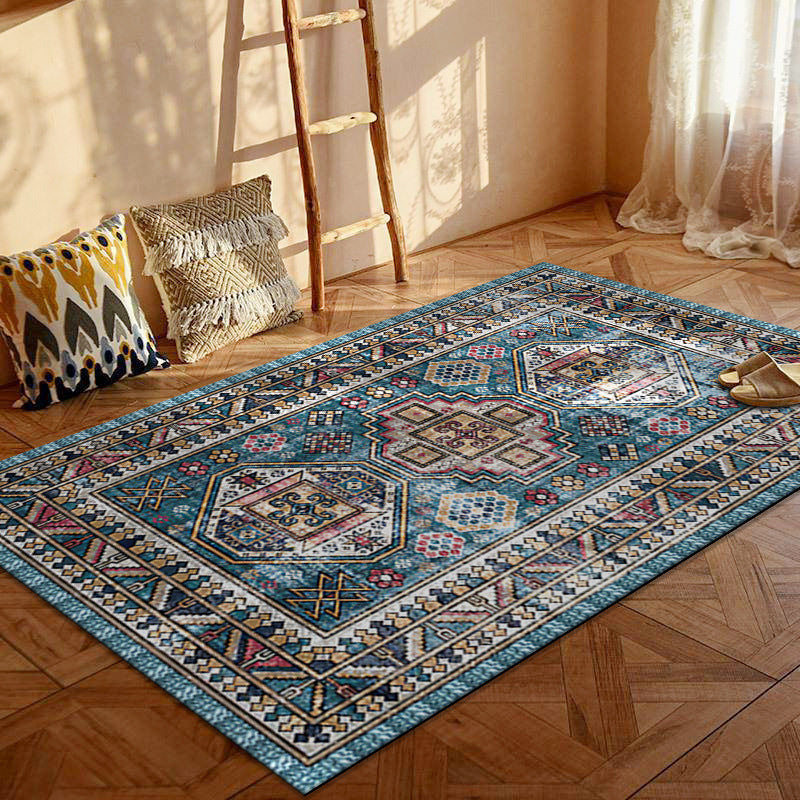 Bohemian Persian Velvet Area Rug – Multicolor Vintage Print Machine Washable Rug