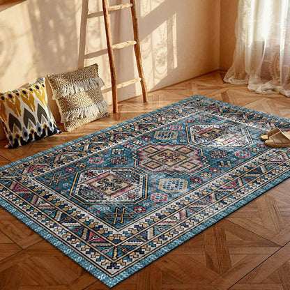 Bohemian Persian Velvet Area Rug – Multicolor Vintage Print Machine Washable Rug