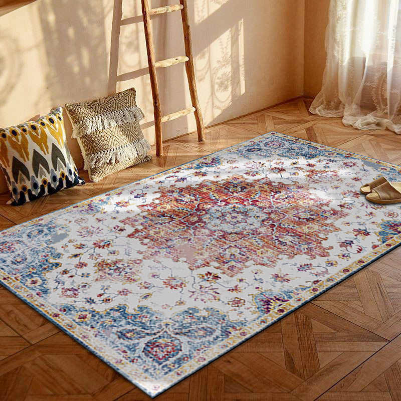 Bohemian Persian Velvet Area Rug – Multicolor Vintage Print Machine Washable Rug