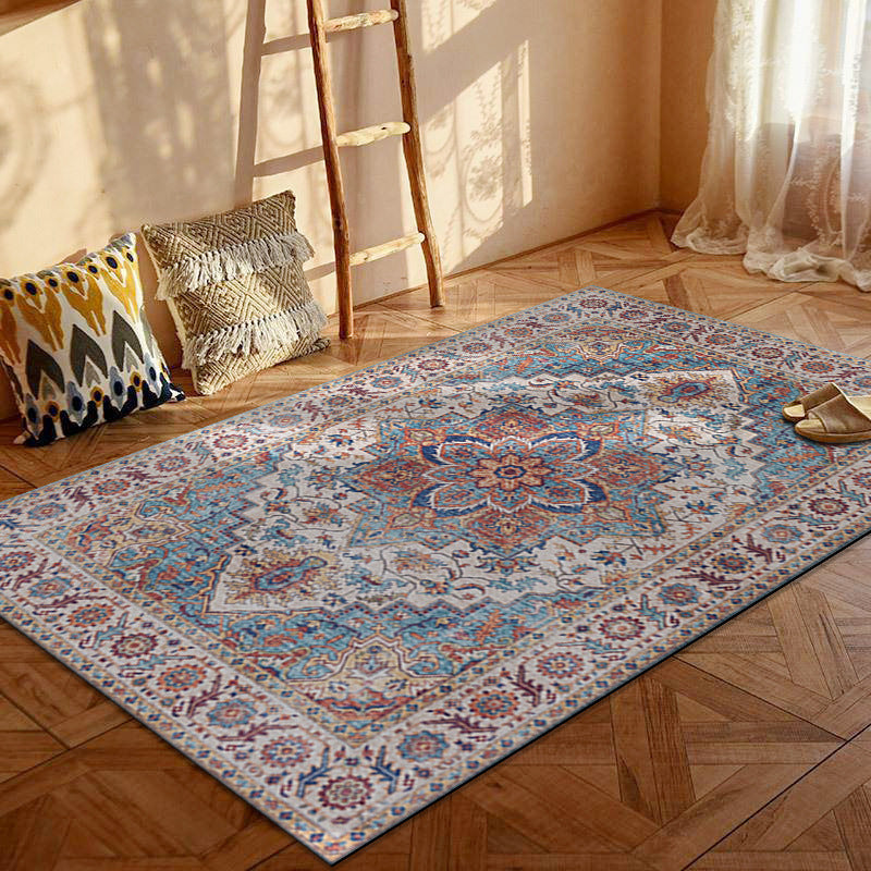Bohemian Persian Velvet Area Rug – Multicolor Vintage Print Machine Washable Rug