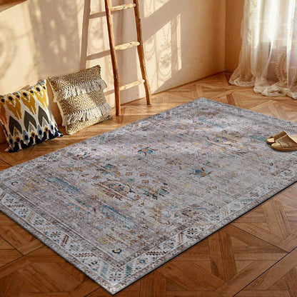 Bohemian Persian Velvet Area Rug – Multicolor Vintage Print Machine Washable Rug