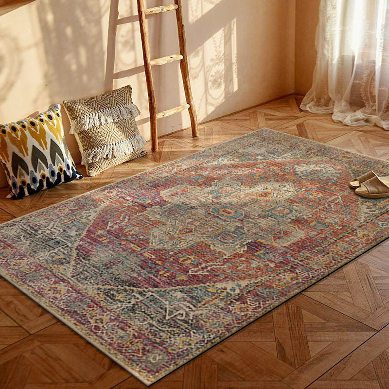 Bohemian Persian Velvet Area Rug – Multicolor Vintage Print Machine Washable Rug