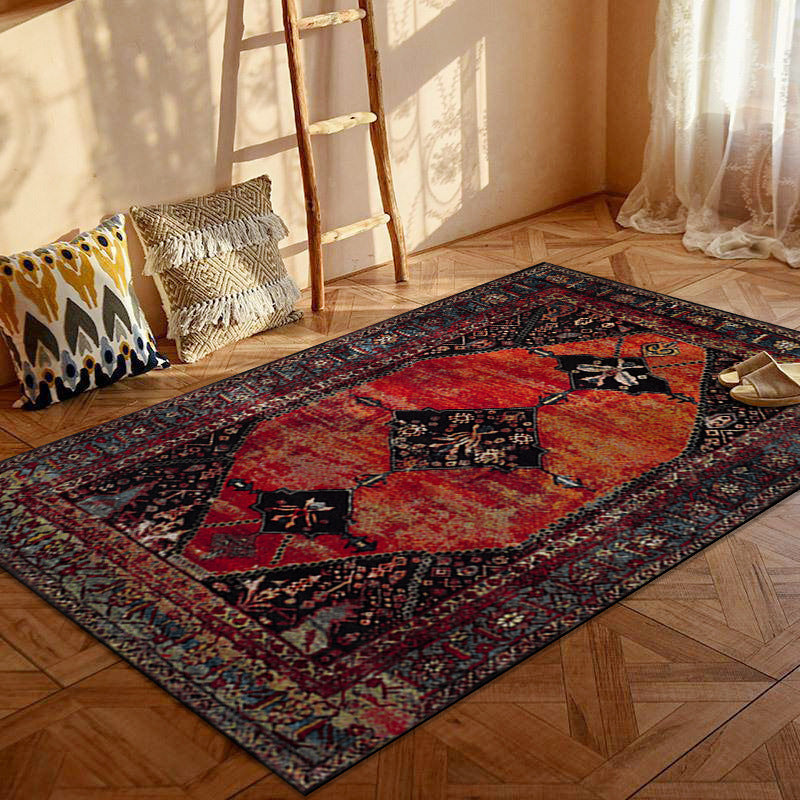 Bohemian Persian Velvet Area Rug – Multicolor Vintage Print Machine Washable Rug