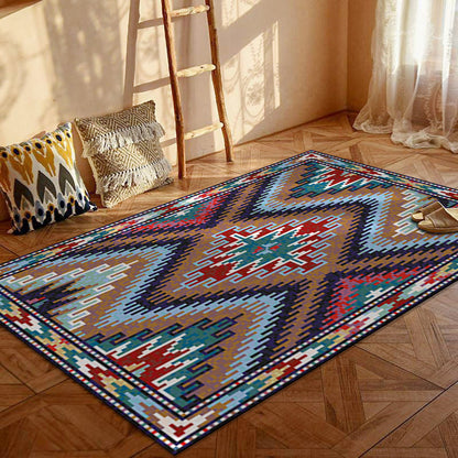 Bohemian Persian Velvet Area Rug – Multicolor Vintage Print Machine Washable Rug