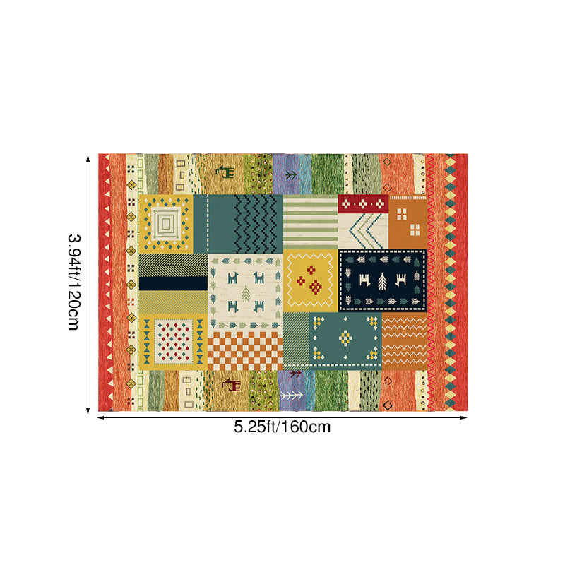 Bohemian Persian Velvet Area Rug – Multicolor Vintage Print Machine Washable Rug