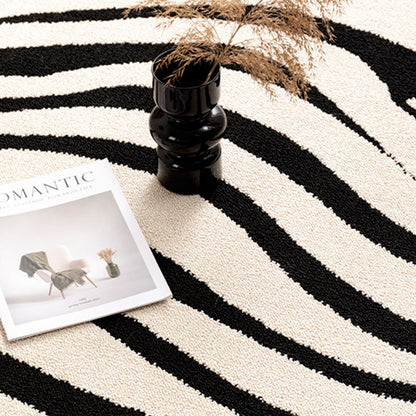 Modern Minimalist Black and White Area Rug – Waterproof Polypropylene Non-Slip Rug