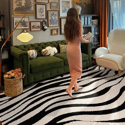 Modern Minimalist Black and White Area Rug – Waterproof Polypropylene Non-Slip Rug