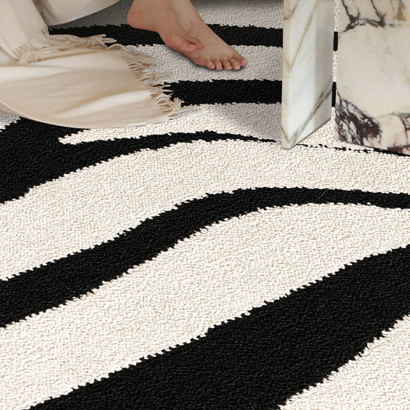 Modern Minimalist Black and White Area Rug – Waterproof Polypropylene Non-Slip Rug