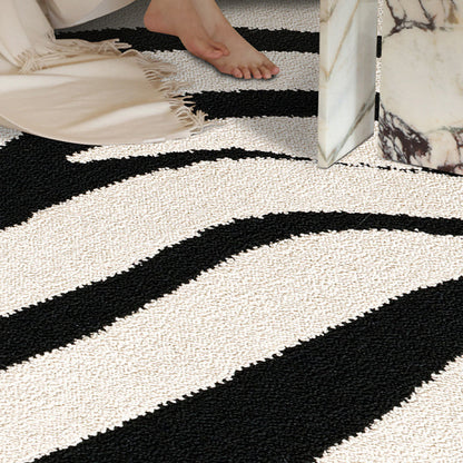 Modern Minimalist Black and White Area Rug – Waterproof Polypropylene Non-Slip Rug