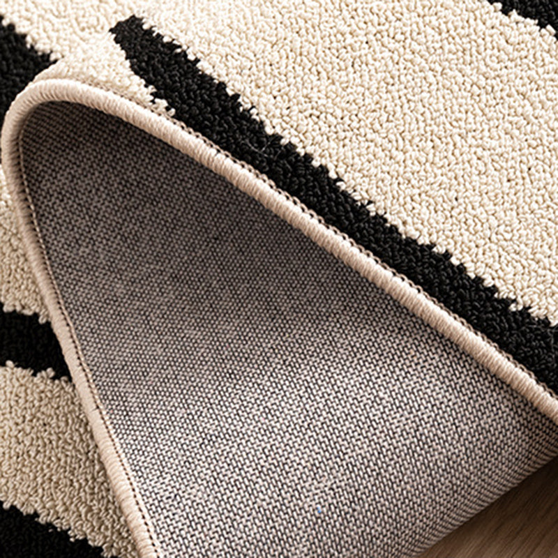 Modern Minimalist Black and White Area Rug – Waterproof Polypropylene Non-Slip Rug