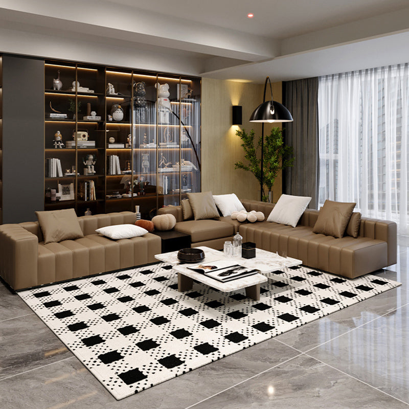 Modern Minimalist Black and White Area Rug – Waterproof Polypropylene Non-Slip Rug