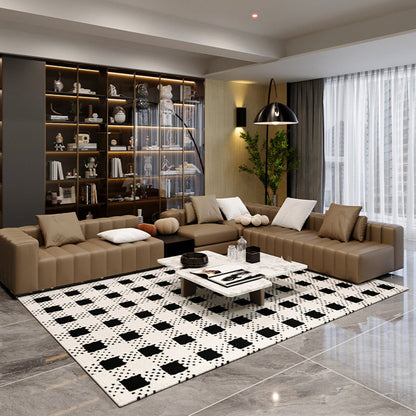Modern Minimalist Black and White Area Rug – Waterproof Polypropylene Non-Slip Rug