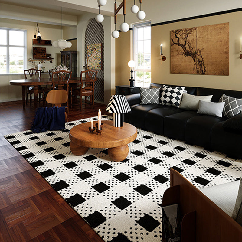 Modern Minimalist Black and White Area Rug – Waterproof Polypropylene Non-Slip Rug