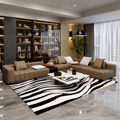 Modern Minimalist Black and White Area Rug – Waterproof Polypropylene Non-Slip Rug