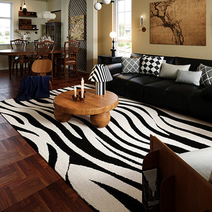 Modern Minimalist Black and White Area Rug – Waterproof Polypropylene Non-Slip Rug