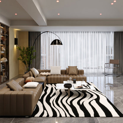 Modern Minimalist Black and White Area Rug – Waterproof Polypropylene Non-Slip Rug