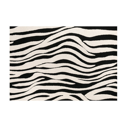Modern Minimalist Black and White Area Rug – Waterproof Polypropylene Non-Slip Rug