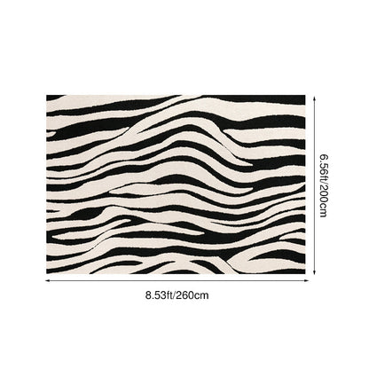 Modern Minimalist Black and White Area Rug – Waterproof Polypropylene Non-Slip Rug