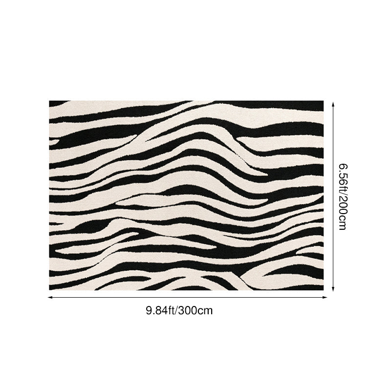 Modern Minimalist Black and White Area Rug – Waterproof Polypropylene Non-Slip Rug