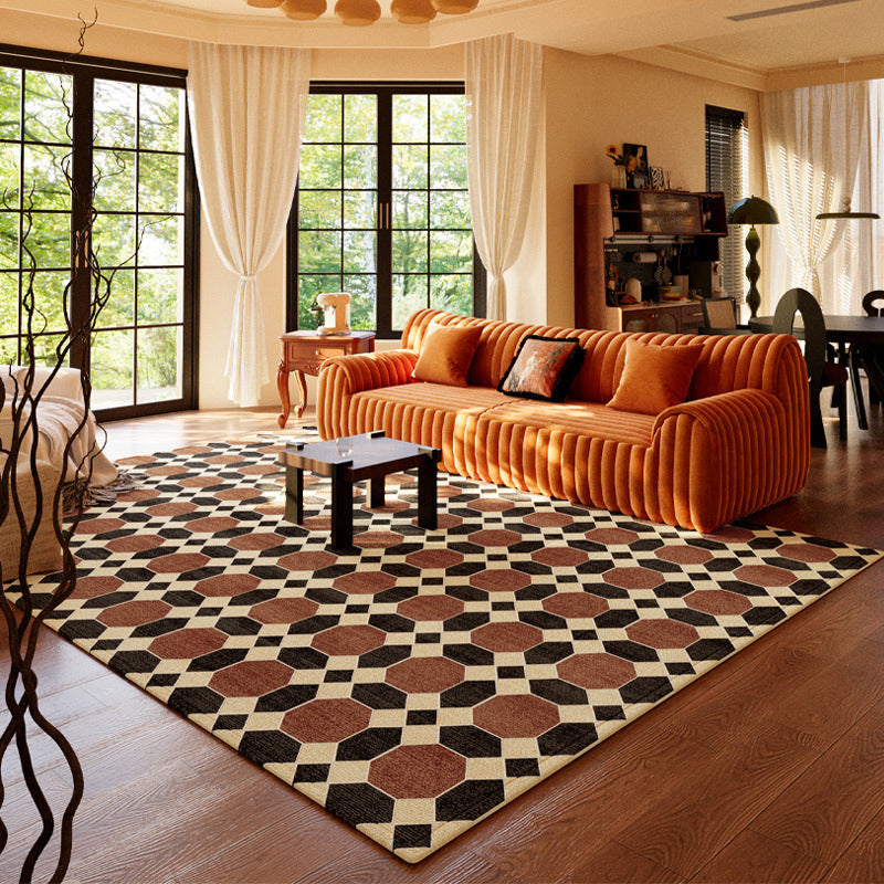 Minimalist Velvet Area Rug – Brown, Black and Khaki Waterproof Non-Slip Carpet