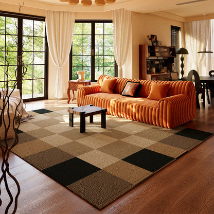 Minimalist Velvet Area Rug – Brown, Black and Khaki Waterproof Non-Slip Carpet