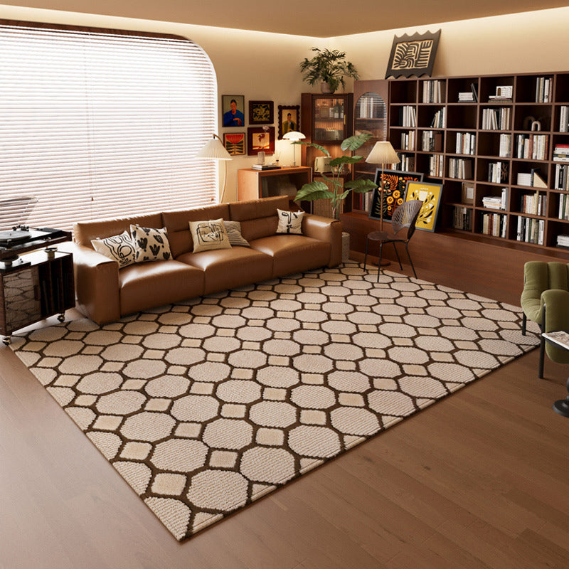 Minimalist Velvet Area Rug – Brown, Black and Khaki Waterproof Non-Slip Carpet