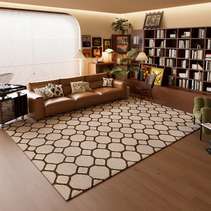 Minimalist Velvet Area Rug – Brown, Black and Khaki Waterproof Non-Slip Carpet