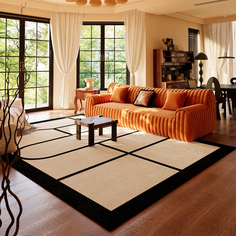 Minimalist Velvet Area Rug – Brown, Black and Khaki Waterproof Non-Slip Carpet