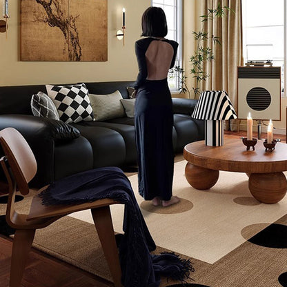 Minimalist Velvet Area Rug – Brown, Black and Khaki Waterproof Non-Slip Carpet