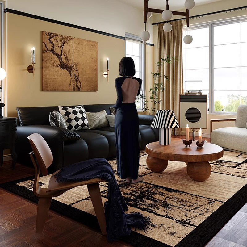 Minimalist Velvet Area Rug – Brown, Black and Khaki Waterproof Non-Slip Carpet