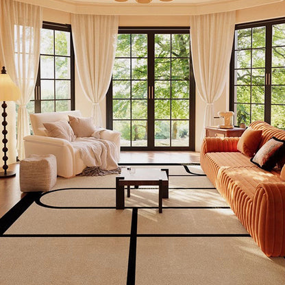 Minimalist Velvet Area Rug – Brown, Black and Khaki Waterproof Non-Slip Carpet
