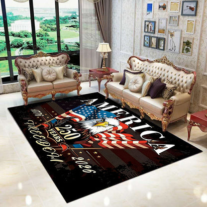 Americana Faux Cashmere Area Rug – Patriotic Plush Non-Slip Washable Rug