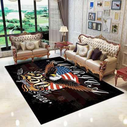 Americana Faux Cashmere Area Rug – Patriotic Plush Non-Slip Washable Rug