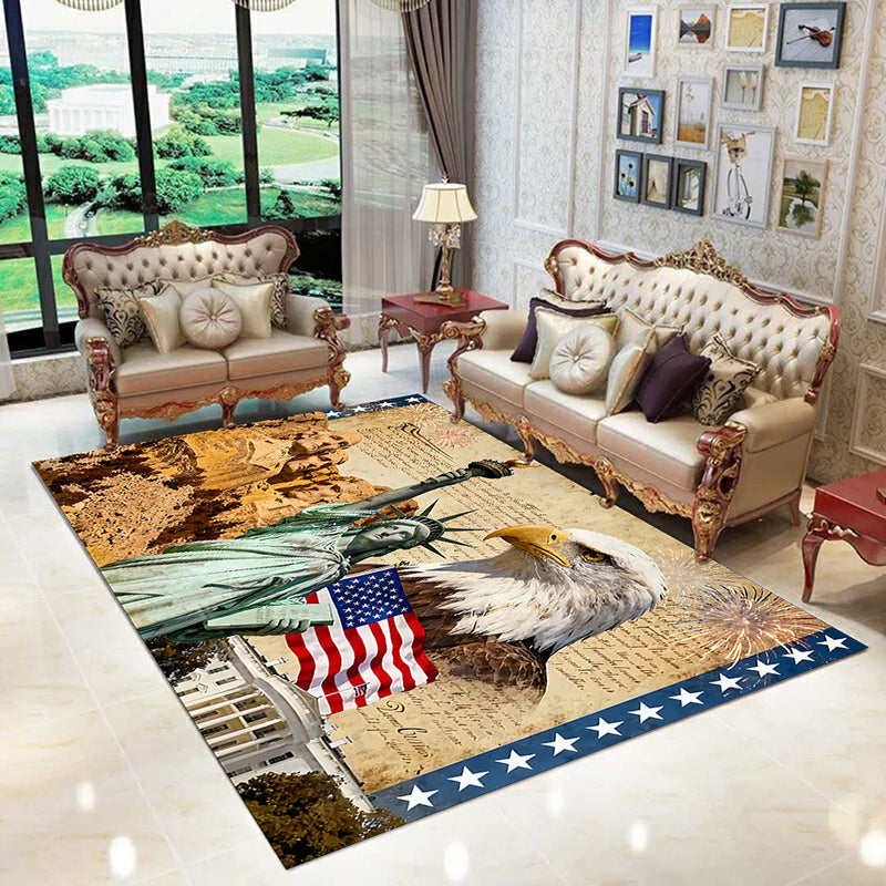 Americana Faux Cashmere Area Rug – Patriotic Plush Non-Slip Washable Rug