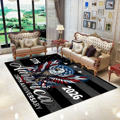 Americana Faux Cashmere Area Rug – Patriotic Plush Non-Slip Washable Rug